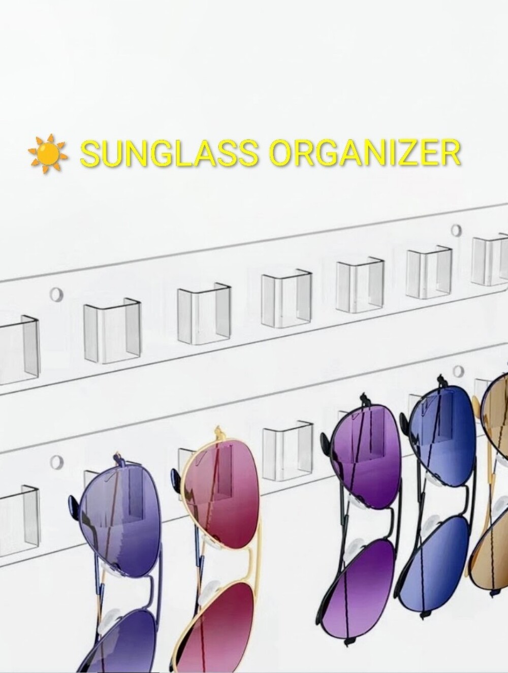 Sunglass Organizer Wall Rack - Clear Acrylic Sun Glass Holder Unique Gifts